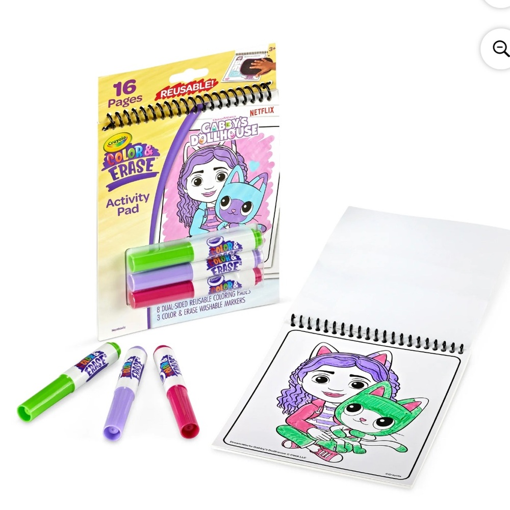 NWT Crayola Gabby's Dollhouse Color&Erase Activity Pad,8 Color&Erase Coloring pg